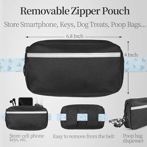 iYoShop Hands Free Dog Leash with Zipper Pouch, Blue Heart, Large | Waist Leash, Dual Padded Handles, Shock-Absorbing Bungee, Adjustable Waist Belt, Walking and Running thumbnail 2