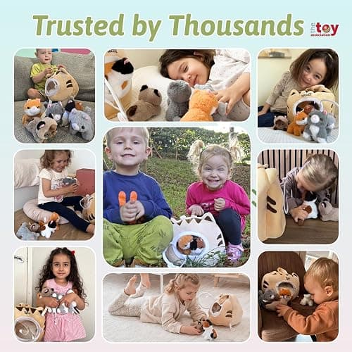 OUOZZZ Cat Stuffed Animal House with 5 Soft Cat Toys for Kids, Portable Gift Set thumbnail 6
