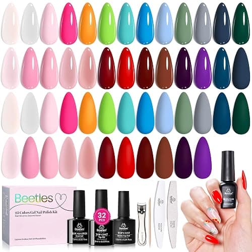 Beetles Gel Nail Polish Set - Fourfold Grace Collection, 25 Colors Baby Blue Biush Pink Gel Polish Set Spring Colors with Base Top Coat Soak off UV Gel DIY Nail Art Manicure Gift for Women - Image 1
