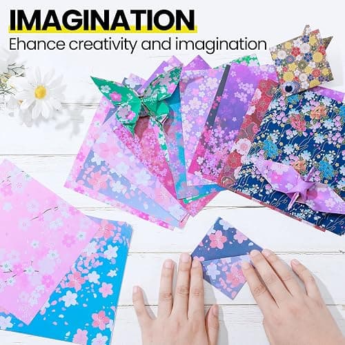 Lincia 840 Sheets Origami Paper Kit 20 Colors 6 x 6 Inch Colorful Folding Japanese Washi Origami Cherry Blossom Paper Double Sided Square Sheets Book for Beginners Adults Kids(840 Sheets) thumbnail 4