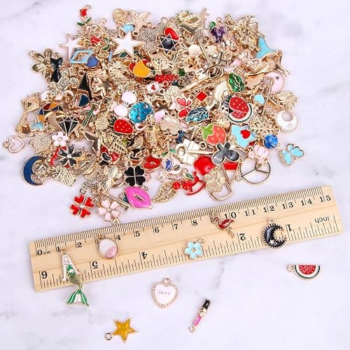 SANNIX 350Pcs Bracelet Charms Jewelry Making Charms Assorted Gold Plated Enamel Pendants for DIY Necklace Bracelet Earring Craft Supplies thumbnail 5
