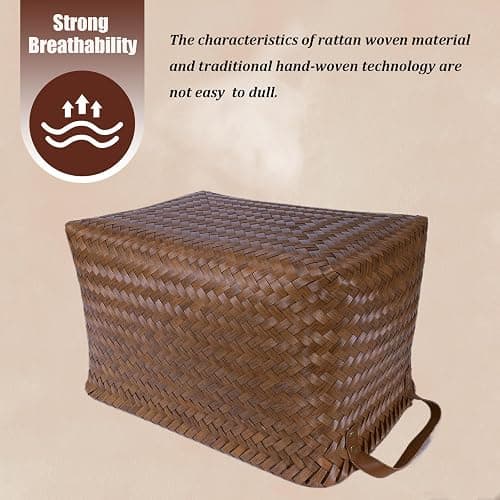 BROWNLILY Handwoven Clothes Basket Laundry Hampers Large Wicker Storage Baskets for Shelves Blankets Closet Storage Bins Car Bedroom Bathroom Organizers and Storage Bath (Pack of 4, Brown) thumbnail 5