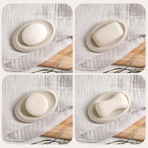 Bathroom Accessory Set 5PCS, Ceramic Bathroom Accessories Set, Irregular Shape Small Bathroom Sets Accessories Complete, Home Apartment Minimalist Decor Vanity Countertop, Beige, ANTIS'S HOME thumbnail 5