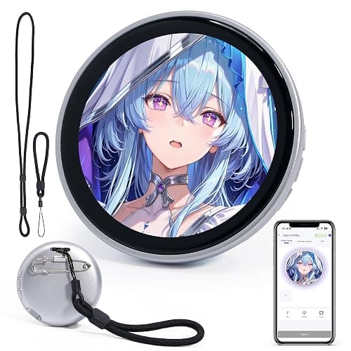 Caydo 2.24inch Digital Badge Pin with Touch Screen LED Display | Smart Button for Anime Style Wearable, Customizable Photo Slideshow GIF & Video for Fan Events, Ita Bags, Cosplay - Image 1