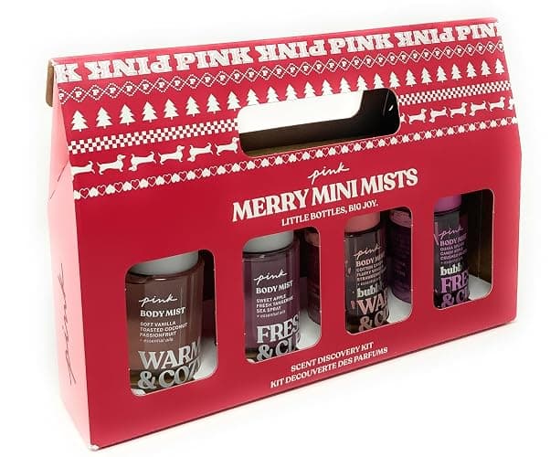 Victoria's Secret PINK Merry Mini Mist 4pc Gift Set Warm & Cozy, Fresh & Clean, Bubbly Warm & Cozy, Bubbly Fresh & Clean thumbnail 3