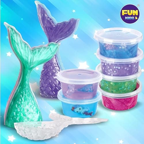 Summer Gift Mermaid Slime Kit for Girls, FunKidz Shimmer Slime Making Kit for Kids Age 8-12 DIY Soft Glitter Glossy Metallic Slime Toy thumbnail 5