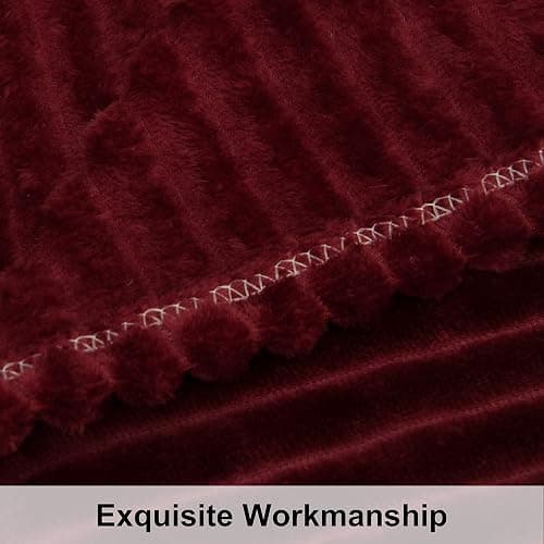 NTBAY Flannel Fuzzy Toddler Blanket, Fluffy Warm and Lightweight Reversible Stripes Design Baby Plush Blanket, 30x40 Inches, Wine Red thumbnail 4