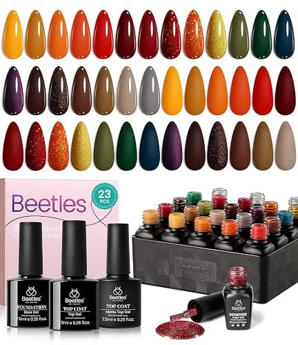 beetles Gel Polish Cozy Campfire Shade Collection - Fall Nail Fest Fall Gel Nail Polish Set, 20 Colors Autumn Orange Yellow Green Brown Red Shades UV LED Cured Soak Off DIY Manicure Gift for Girl thumbnail 8
