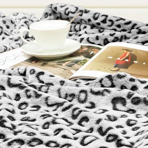 Black Leopard Throw Blanket, Soft Warm Cheetah Print Blanket for Boys Girls, Fuzzy Plush Home Room Decor for Car Seat Stroller Travel 40"x50" thumbnail 4
