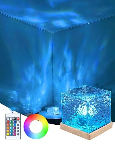 Deogos Lava Lamp,5.1 inch Ocean Wave Projector Light Northern Lights Cube Aurora Glow Sunset Lamp,16 Colors Gradual Rotating with Remote Control for Bedroom Living Room and Game Room Decor - Image 1