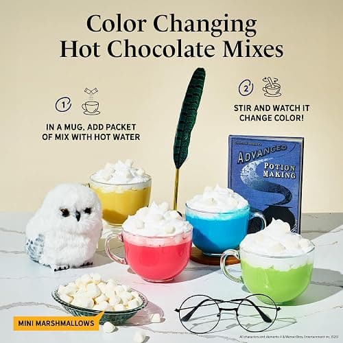 HARRY POTTER, Color Changing Hot Chocolate Gift Set, Includes 4 Bottles of Color Changing Hot Cocoa Mix and Marshmallows in Hogwarts Express Train Box thumbnail 4