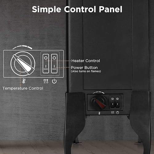 TURBRO Suburbs TS17 Compact Electric Fireplace Stove, 18” Freestanding Stove Heater with Realistic Flame - CSA Certified - Overheating Safety Protection - for Small Spaces - 1400W thumbnail 7