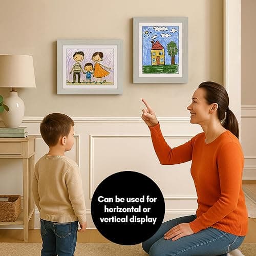 Americanflat Kids Artwork Frame Changeable (Light Wood) - Magnetic Door Holds 100 Art Pieces - 8.5x11 Letter Size Display with Mat or 10x12.5 Without Mat - My Mini Masterpiece (Set of 2) - Light wood thumbnail 5