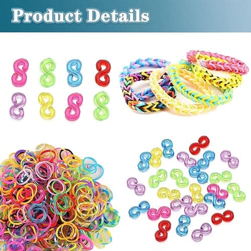 S Clips Rubber Band Clips 1000 Pieces Loom Rubber Band Clips Plastic Band Clips Connectors Refills Bracelet Kit Clip for Loom Bracelets DIY Making Refill Kit thumbnail 4