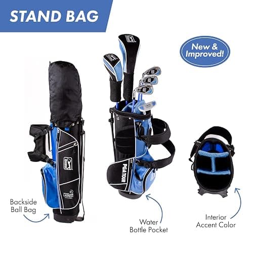 PGA Tour Youth Golf Club Set for Ages 8-12 (4’8”-5’2”) and 12+ (5’2”+), Right and Left-Handed Kids Golf Sets – Beginner Junior Golf Clubs with Lightweight Stand Bag, Mallet Putter, Hybrid, Driver thumbnail 6
