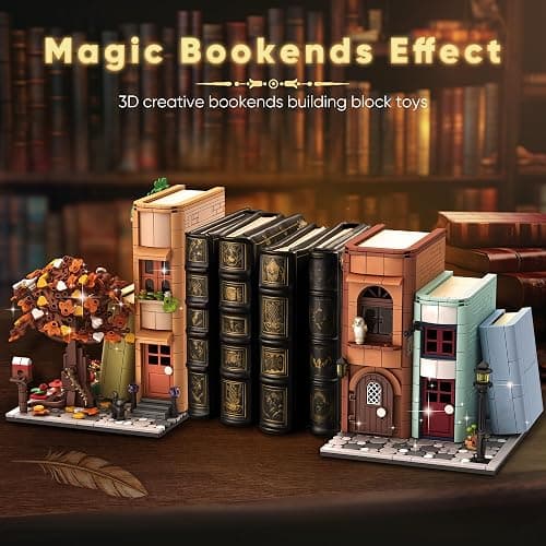 Bookend Magic House Building kit, Home Decorative Bookends for Building Block Toy, Cool Bookshelf Organizer and Home Decor, for Kids & Adult Collector 1488pcs thumbnail 6