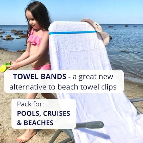 Towel Bands (6-Pack), Beach Pool & Cruise Chairs, Extra Durable, No Snapping, Cruise Ship & Beach Essentials, Great Alternative to Beach Towel Clips (3 Regular + 3 Glow in The Dark thumbnail 2