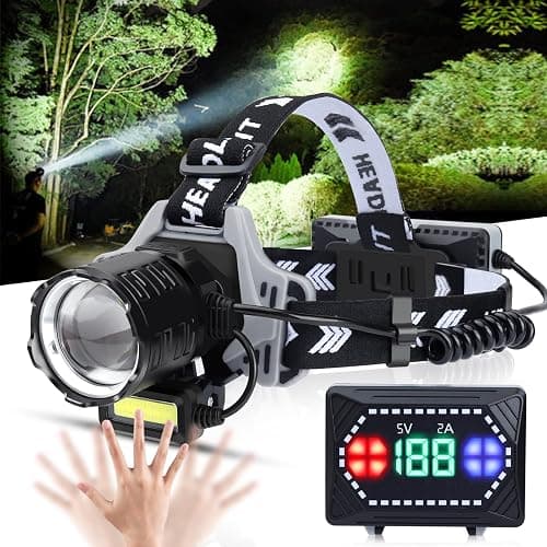 Bud K Rechargeable LED Headlamp, 120000 Lumens Super Bright Headlamp Flashlight with Motion Sensor, 8 Modes, 135°Adjustable, IPX7 Waterproof Head Lamp for Camping, Running, Climbing, Hiking - Image 1