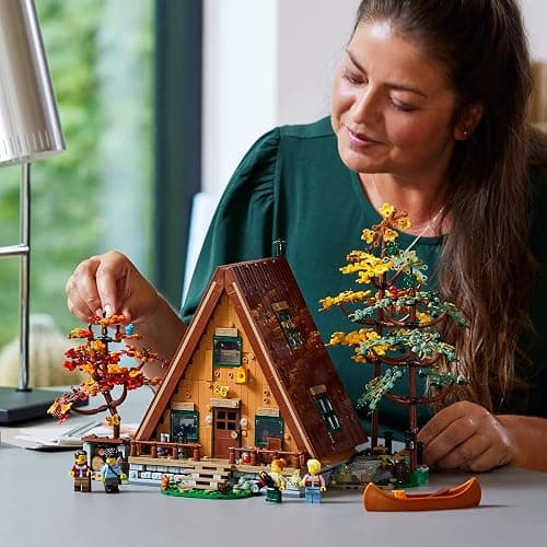 LEGO Ideas A-Frame Cabin 21338 Collectible Display Set, Buildable Model Kit for Adults, Gift for Nature and Architecture Lovers, Includes 4 Customizable Minifigures and 11 Animal Figures thumbnail 7