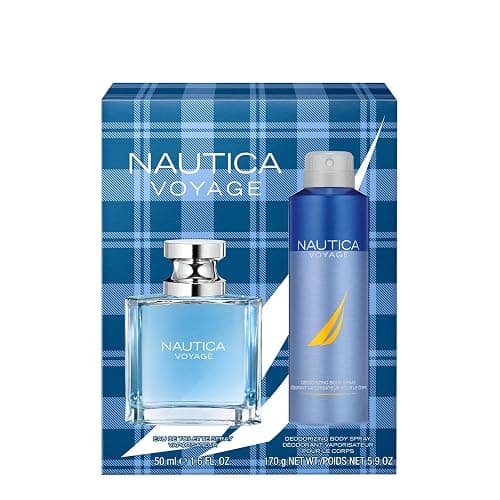 Nautica Voyage Giftset, 1.6 fl oz EDT + 6 oz Deodorizing Body Spray, Notes of Apple, Cedarwood, Mimosa, Men's Fragrance, Long Lasting, Everyday Fragrance thumbnail 6