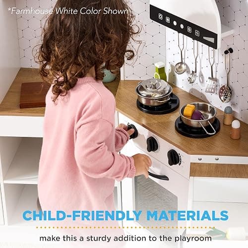 Best Choice Products Pretend Play Corner Kitchen, Ultimate Interactive Wooden Kids Playset w/Lights & Sounds, Ice Maker, Hood - Pink thumbnail 9