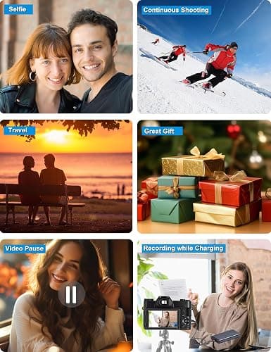 ISHARE 4K 48MP Compact Digital Camera, Vlogging Point and Shoot Travel Camera with Wide Angle Macro Lenses 2 Batteries Anti-Shake 3" Flip Screen for Kids Beginners Daily Use thumbnail 9