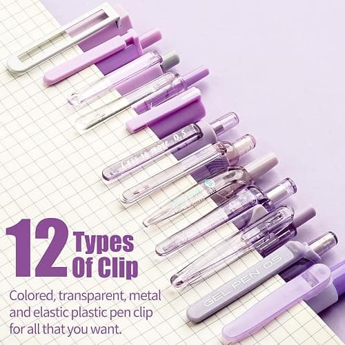 Four Candies Lavender Series Gel Pens, Black & Purple Ink Writing Pens with 0.5 mm Smooth Fine Point, School Office Stationery Supplies Desk Accessories Stocking Stuffers Gifts for Women, Set of 12 thumbnail 5