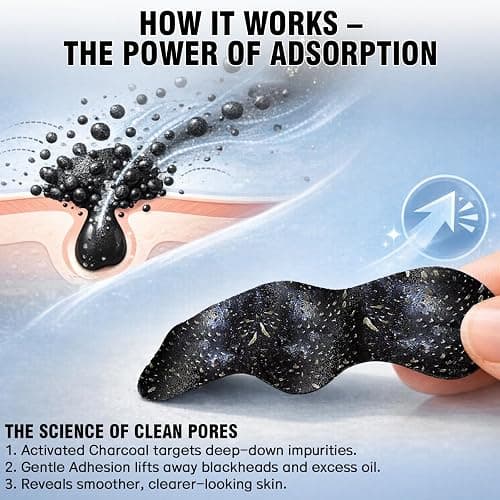 Shaeva Natural Charcoal Pore Strips, Blackhead Remover Strip, for Oily Skin, Strawberry Nose, Deep Clean & Shrinking Pores & Smoothing Skin (10 pcs) thumbnail 3