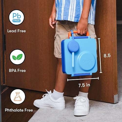 OmieBox Bento Box for Kids - Insulated Bento Lunch Box with Leak Proof Vacuum Insulated Food Jar - 3 Compartments, Two Temperature Zones (Blue Sky) thumbnail 3