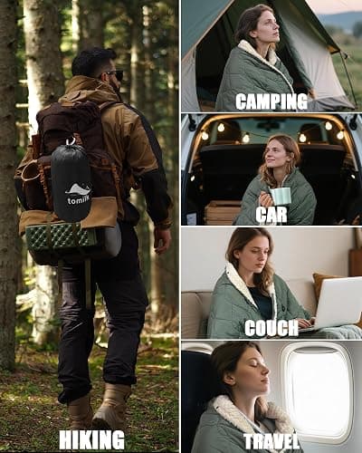 tomilk Heated Blanket Battery Operated with Hood for Camping, 12V Cordless Heating Blanket with 15000mAh Battery, Electric Blanket Throw Shawl (Green) thumbnail 5