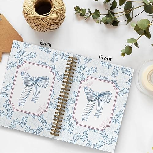 QLMX Blue Bow Spiral Notebook, Coquette Notebook Journal, 5.5x8.3 Inch, Preppy Lined Journal Notebooks, Blue Bow Notebook for Teen Girls Student Teacher, Bows Office School Supplies thumbnail 4