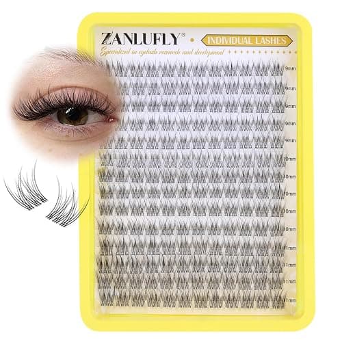 Cluster Lashes Natural Eyelash Clusters CC-Curly Eyelash Extension Wispy Individual Lashes Clusters Clear Band ZANLUFLY DIY Lash Extension (9MM 10MM 11MM,140Pcs) - Image 1