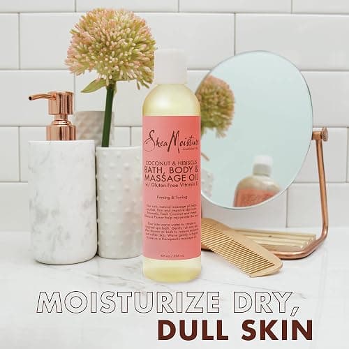 Shea Moisture Coconut & Hibiscus Massage Oil and Body Oil for Dry Skin, Bath Oil with Coconut Oil and Vitamin E Oil for Skin, 8 oz thumbnail 6