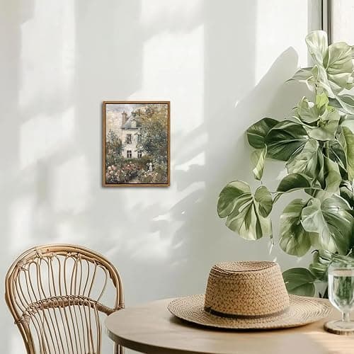Floating Framed Canvas Vintage Wall Art, Neutral English Cottage Rose Garden Oil Paintings Print, Spring Pictures Wall Decor for Living Room Hallway Bedroom Office Rustic Decor 8x10 inch thumbnail 9