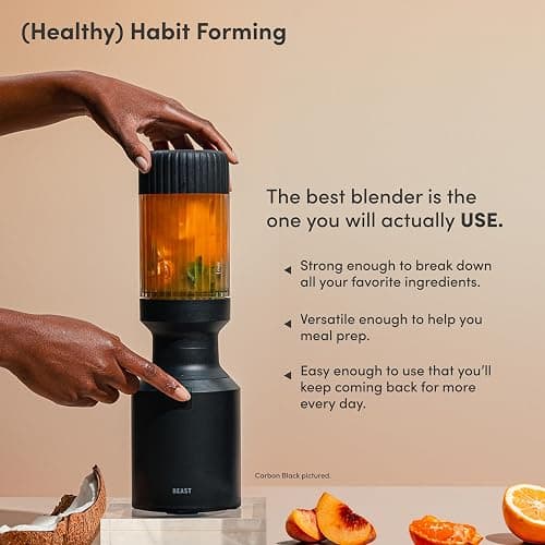 The Beast Mini Blender | Mini Countertop Kitchen Blender | Blend Smoothies and Shakes, Dressings, Sauces, Dips | Straw Cap and Straws Included | 600W (Terra) thumbnail 2