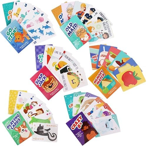 LotFancy Card Games for Kids, 6 Decks, Go Fish, Old Maid, Crazy Eights, Memory Match, Slap Jack, Animal Playing Cards, Easter Basket Stuffers, Stocking Stuffers, Birthday Gifts thumbnail 3