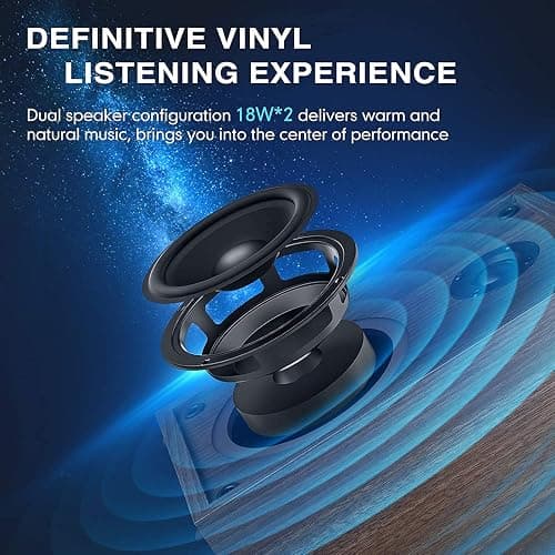 1 BY ONE Bluetooth Turntable Hi-Fi System with 36 Watt Bookshelf Speakers, Vinyl Record Player with Magnetic Cartridge thumbnail 5