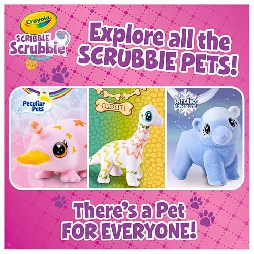Crayola Scribble Scrubbies Glam Pack (4 Pets), Holiday for Kids, Washable Pet Care Toy, Coloring Animal Craft, Stocking Stuffer Toys for Girls & Boys, 3+ thumbnail 6