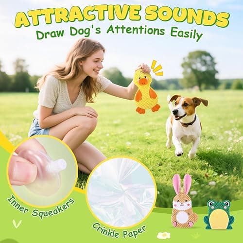 XIUGOAL Dog Toys to Keep Them Busy, 3 Pack No Stuffing Interactive Dog Toys with Crinkle, Squeaky Puppy Chew Toys for Small, Medium Breeds thumbnail 5