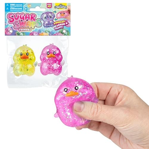 ORB Curiosities Duck and Babies Sugar Swaps 2 Pack - 4 Sparkly Sugar Duck and Baby Squishy Toys to Stretch, Squeeze, Collect, and Trade - Fun Stress Relief, Sensory and Fidget Toys for Kids and Adults thumbnail 3