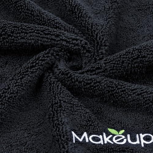 Orighty Microfiber Makeup Remover Cloths, 13 x 13 Inch, 6 Pack | Super Soft, Quick Dry Black Face Towels for Cleansing thumbnail 2