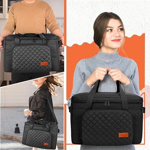 FURIMETY Carrying Bag Compatible with Ninja Crockpot Slow Cooker, Portable Insulated Travel Carrier Case for Ninja Foodi Possiblecooker Pro 8.5 Qt and Accessories with Shoulder Strap, Quilted Black thumbnail 8