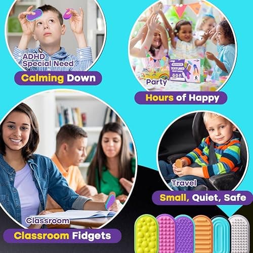 Magnetic Fidget Toys for Adults & Kids -Textured Sensory Toys for Autism Children Stress - Quiet Stress Fidgets Sliders for Classroom Prizes Box Office - Easter Gifts Kids Teens Girls - 6Pack thumbnail 6