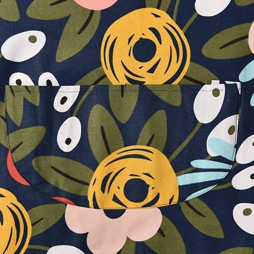 ARBINSON 2 Pack Floral Apron for Women with Pockets, Adjustable Cotton Chef Aprons for Kitchen, Cooking, BBQ & Grill thumbnail 8
