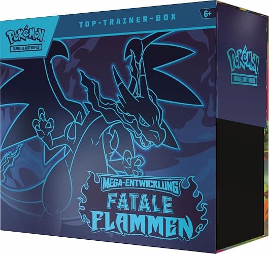 Pokémon-Sammelkartenspiel: Top-Trainer-Box Mega-Entwicklung – Fatale Flammen (1 Vollbild-Promokarte, 9 Boosterpacks & Zubehör) thumbnail 5