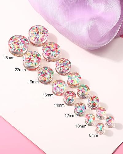 Jewseen 0g-1’’ Ear Gauges Plugs Double Flared Rainbow Star Ear Tunnels Stretchers Gauges for Women Plugs Piercing Jewelry thumbnail 6