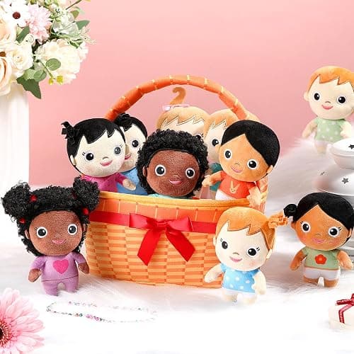 HyDren Basket Plush Baby Dolls, Set of 10 Soft Multicultural Sensory Dolls 6'' Plush Diversity Toys for Preschool Classroom, Easter Toddler Baby Toys for Kids Girls Boys All Ages thumbnail 2