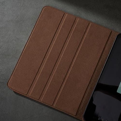 Gexmil Genuine Leather Case for iPad Pro 11 Inch 4/3/2/1st Gen 2022/2021/2020/2018,Smart Folio with Pencil Holder,Protective Shockproof Real Leather Cover,Auto Sleep/Wake,Brown Crocodile thumbnail 5
