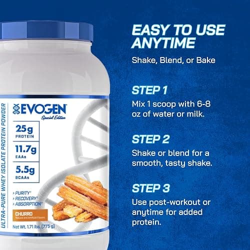 Evogen Isoject - Whey Protein Isolate | Ultra-Pure Whey Protein Powder with Ignitor Enzymes, BCAAs, and EAAs | Enhanced Absorption & Recovery | Churro | 25 Servings thumbnail 6