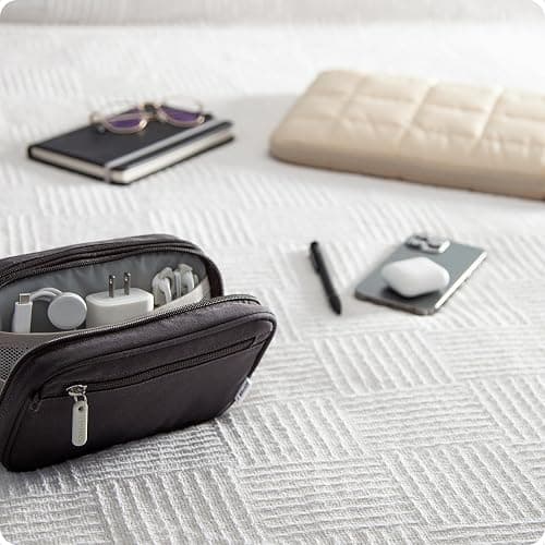 U Brands Dual Zip Canvas Tech Organizer Pouch, 7.8" x 5" Cord Organizer, Computer Accessories, Travel Essentials, Travel Gifts for Men Who Have Everything, Electronics, Slate Gray thumbnail 6